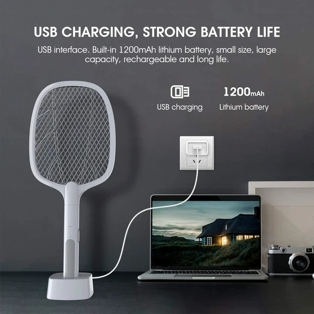 2 In 1 Mosquito racket USB Rechargeable Fly Zapper Swatter with Purple Lamp Seduction Trap Summer Night Baby Sleep Protect tools available for shop online at ezedpk the best consumer electronics online store