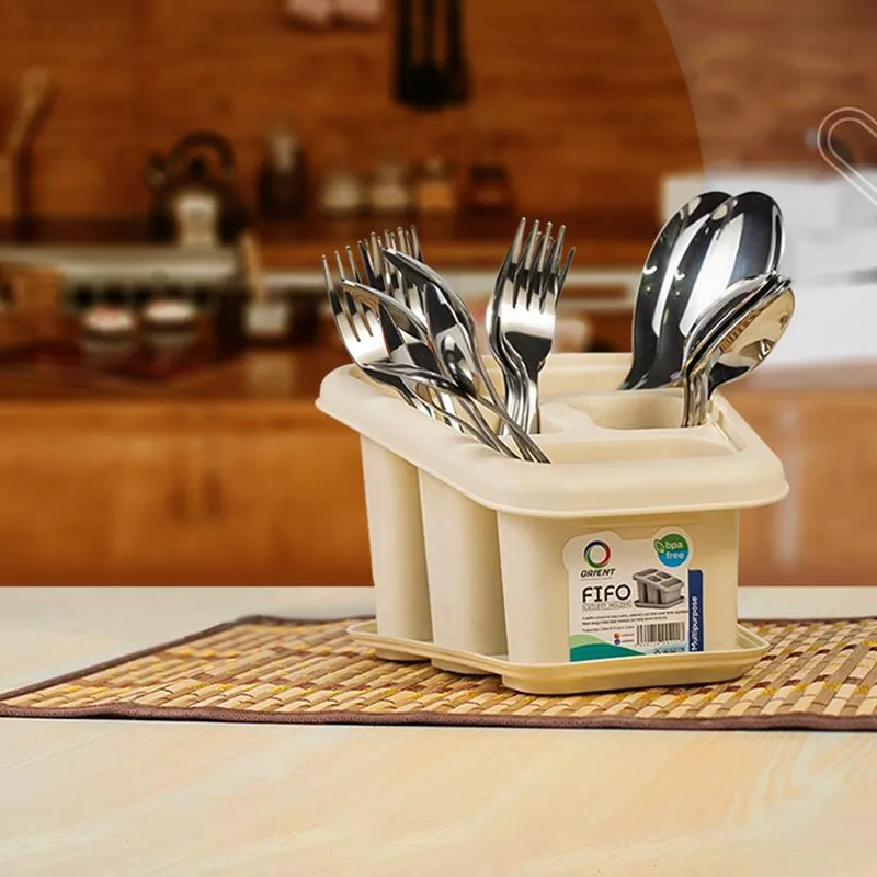 cutlery holder kitchen organizer with detachable drain tray, 4 portion