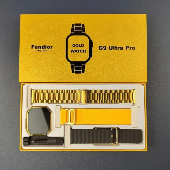G9 Ultra Pro Series 8 Smart Watch Fendior American Gold Edition With 3 Extra Strap | Always On Display
